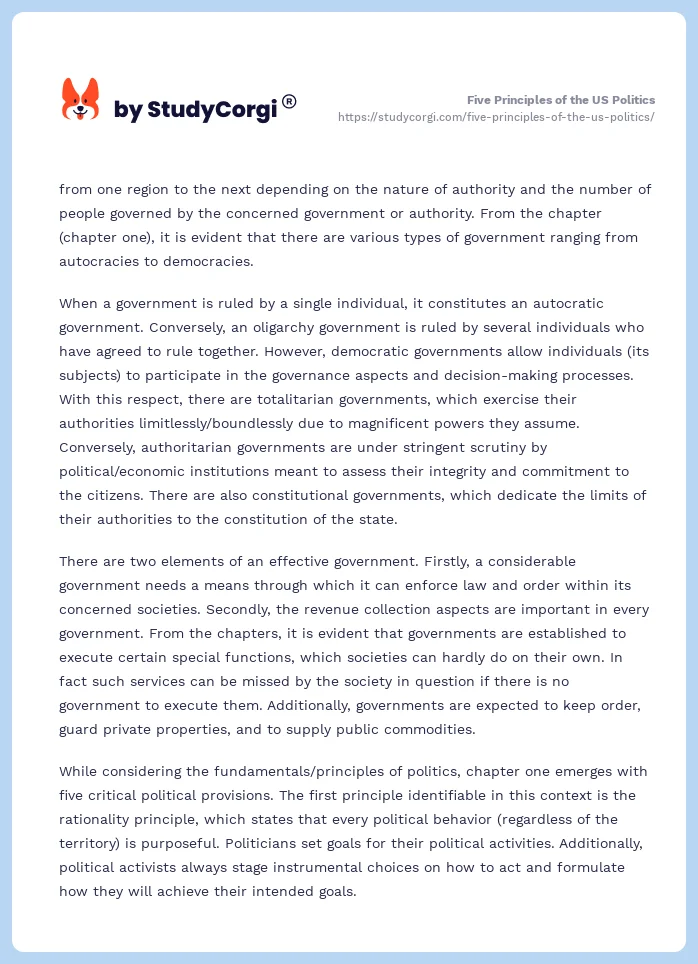 Five Principles of the US Politics. Page 2