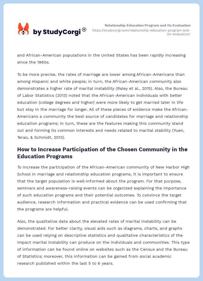 Relationship Education Program and Its Evaluation. Page 2