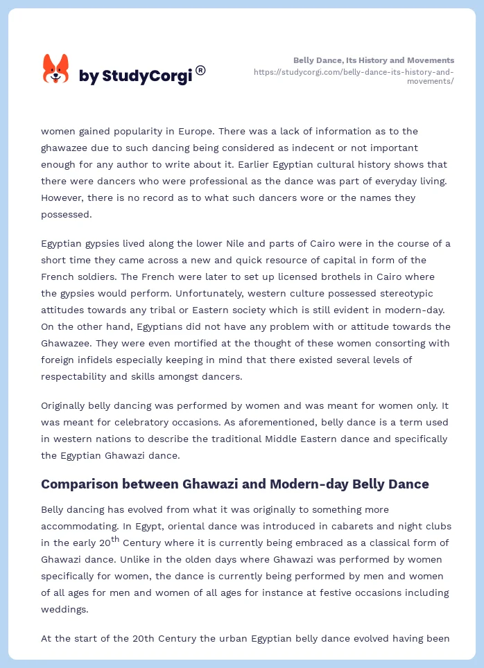 Belly Dance, Its History and Movements. Page 2