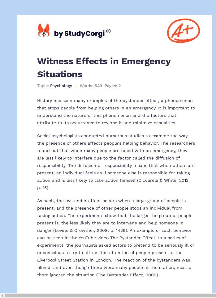 Witness Effects in Emergency Situations. Page 1