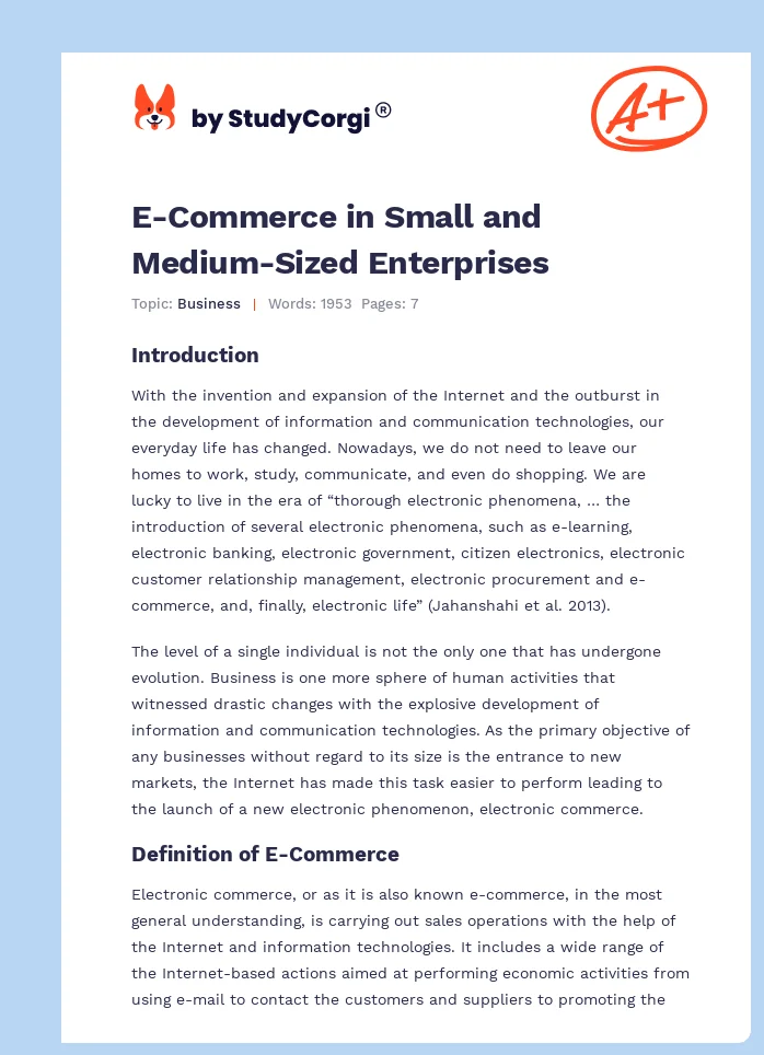 E-Commerce in Small and Medium-Sized Enterprises. Page 1