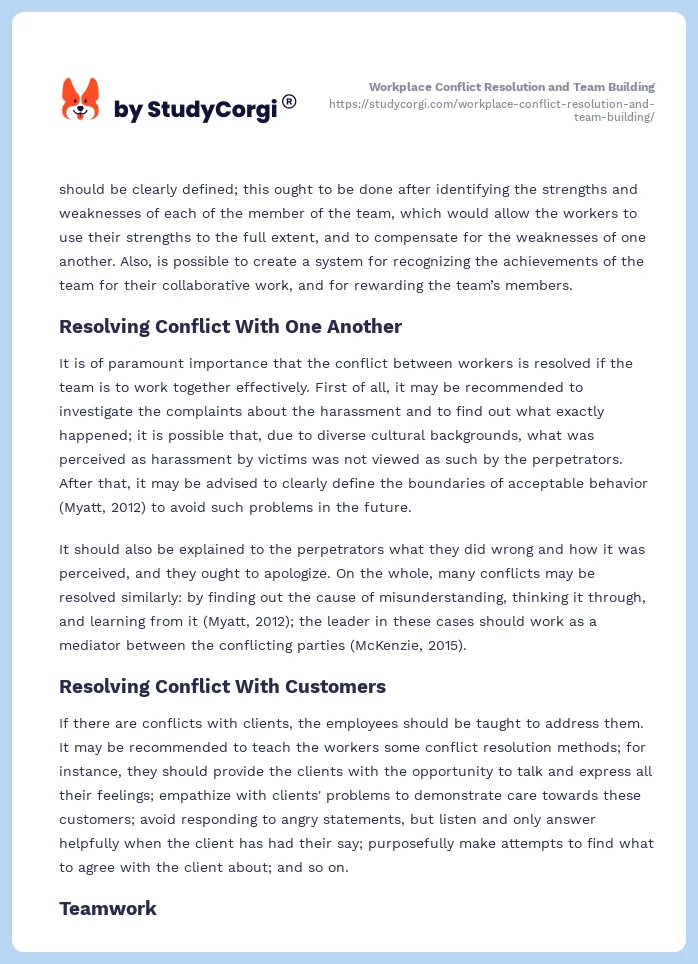 Workplace Conflict Resolution and Team Building. Page 2