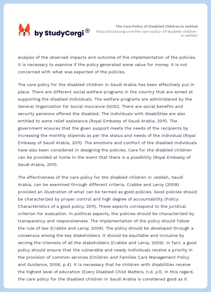 The Care Policy of Disabled Children in Jeddah. Page 2
