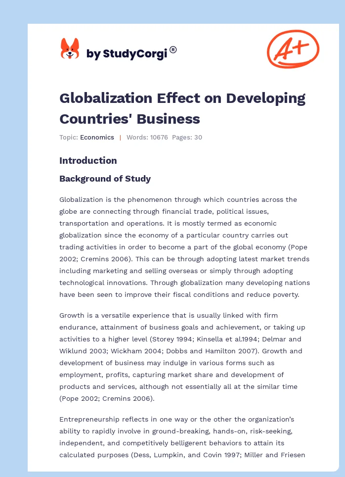 Globalization Effect on Developing Countries' Business. Page 1