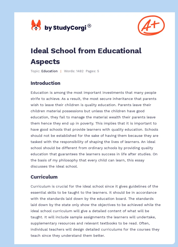 Ideal School from Educational Aspects. Page 1