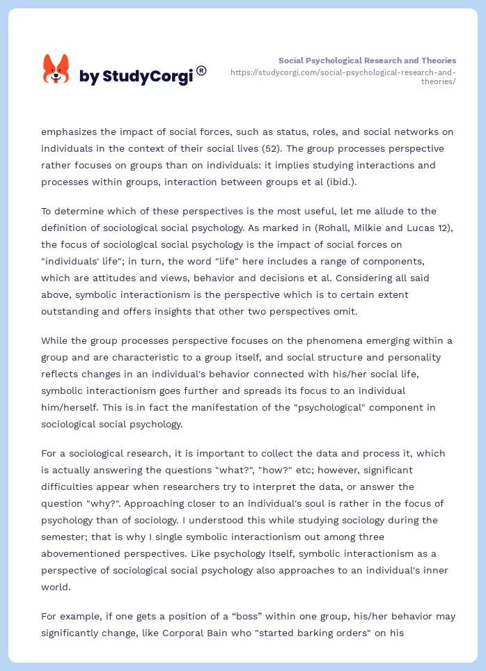 Social Psychological Research and Theories. Page 2