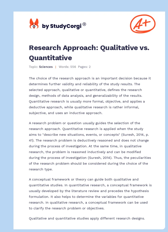 Research Approach: Qualitative vs. Quantitative. Page 1