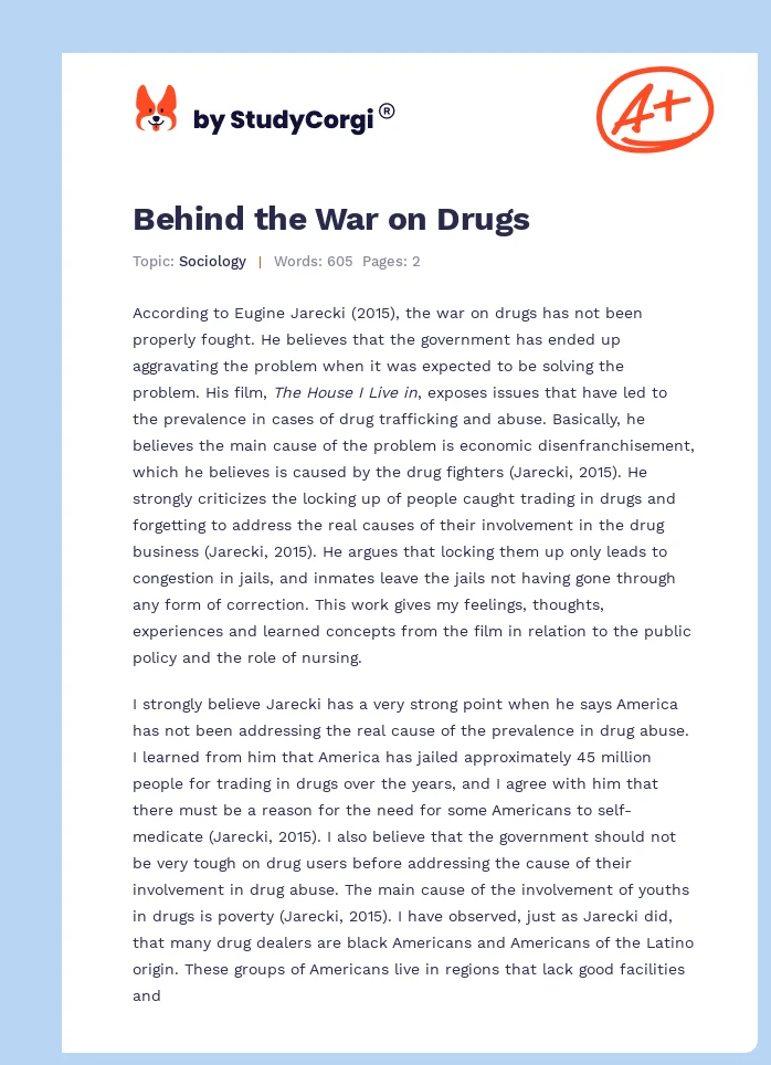 Behind the War on Drugs. Page 1