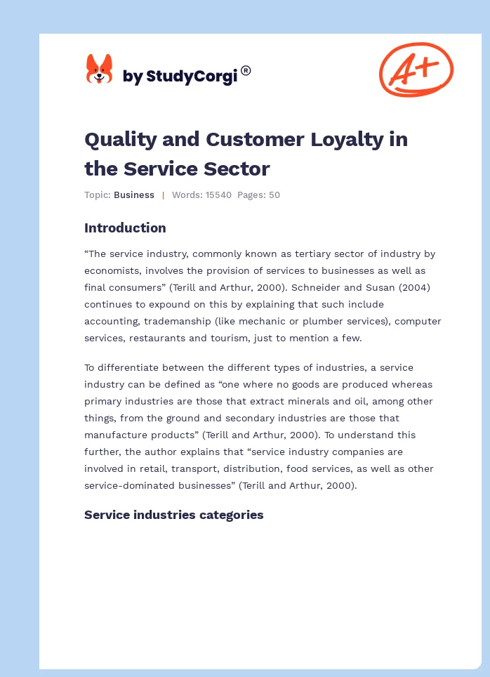 Quality and Customer Loyalty in the Service Sector. Page 1