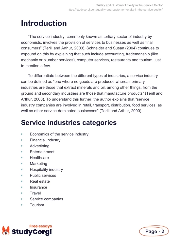 Quality and Customer Loyalty in the Service Sector. Page 2