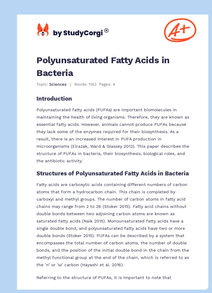 Polyunsaturated Fatty Acids in Bacteria. Page 1