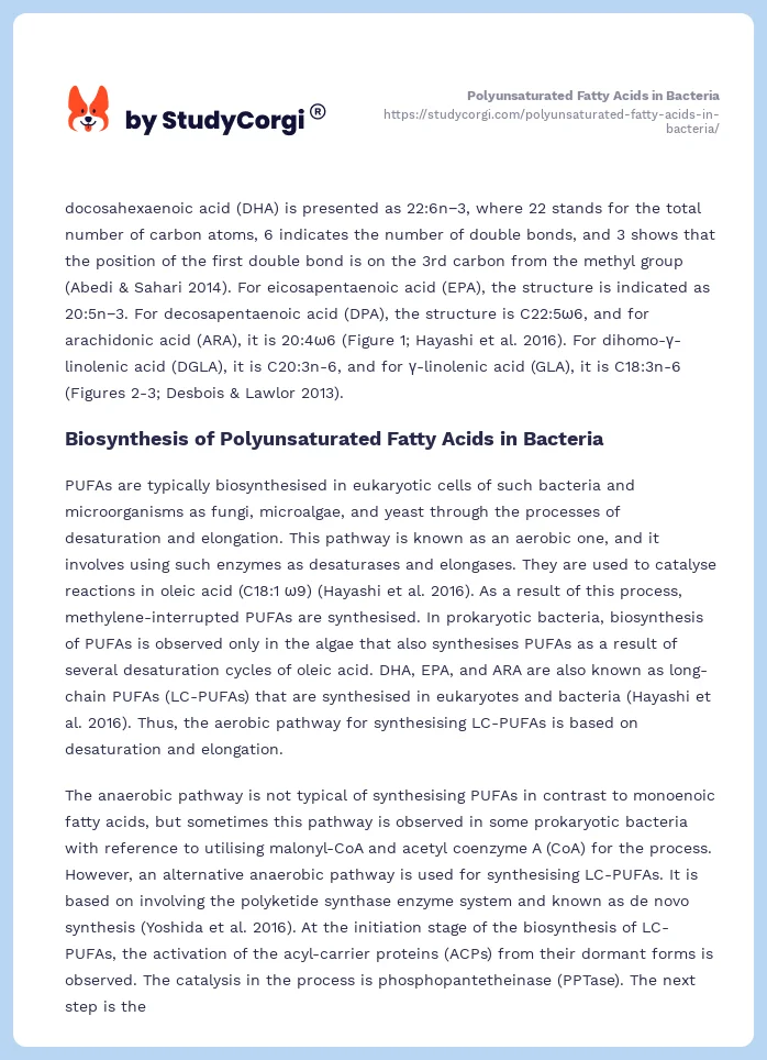 Polyunsaturated Fatty Acids in Bacteria. Page 2