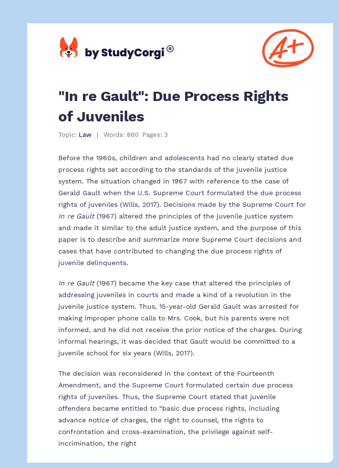 "In re Gault": Due Process Rights of Juveniles. Page 1