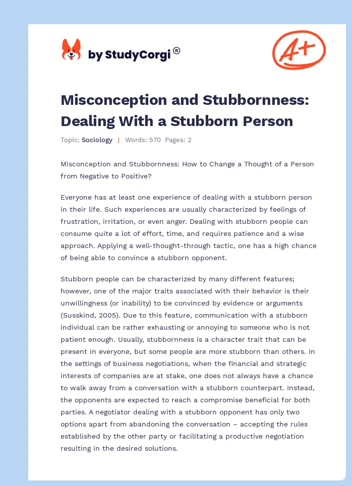 Misconception and Stubbornness: Dealing With a Stubborn Person. Page 1