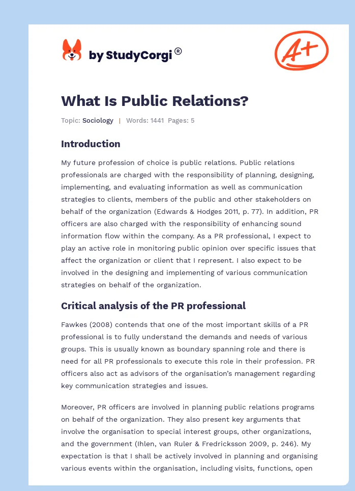 What Is Public Relations?. Page 1