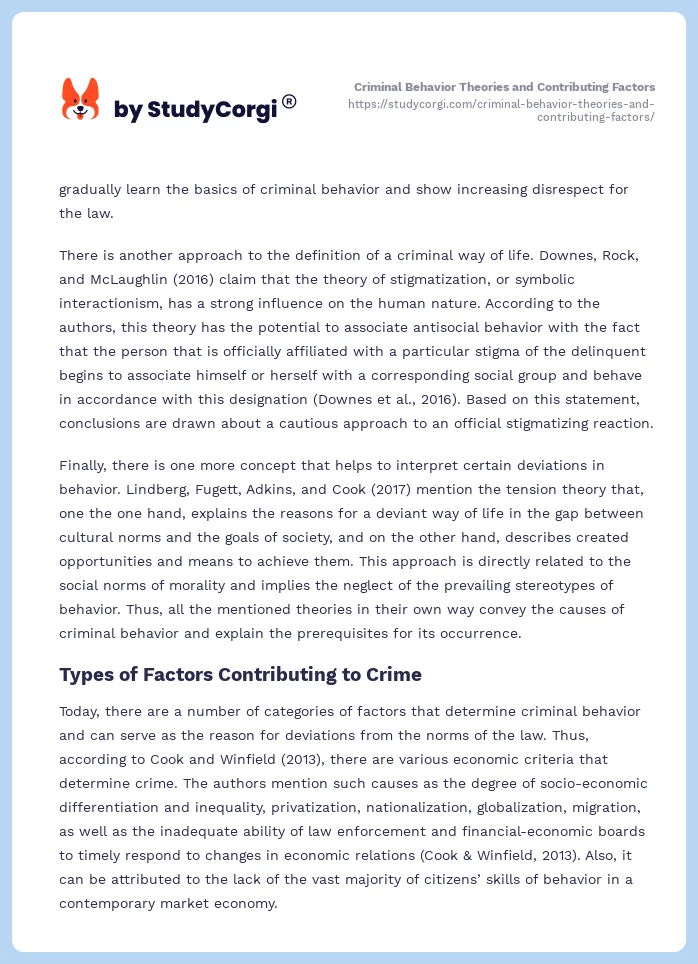 Criminal Behavior Theories and Contributing Factors. Page 2