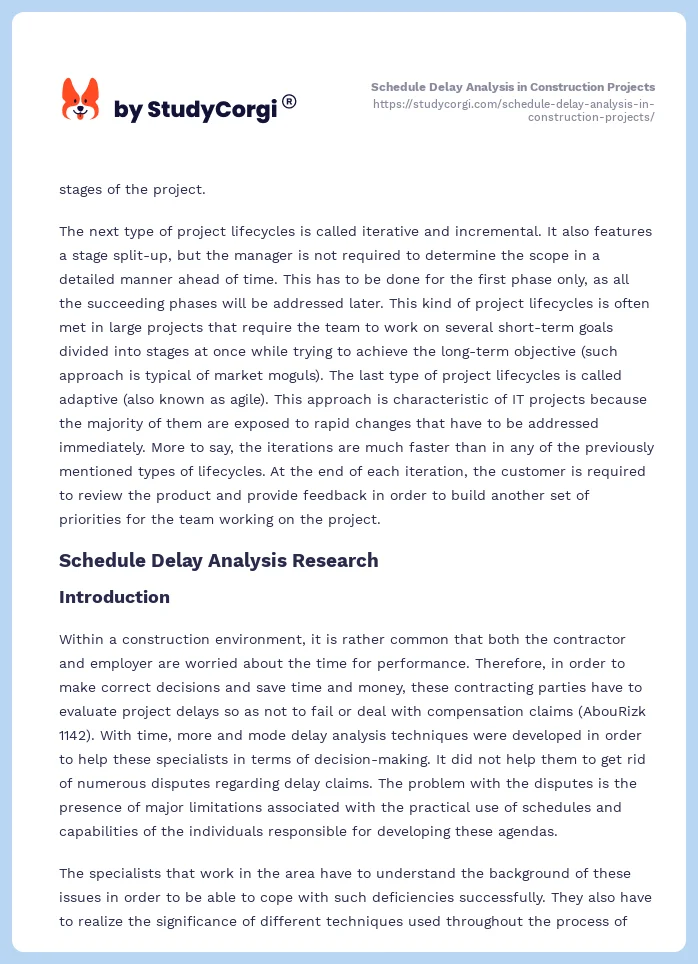 Schedule Delay Analysis in Construction Projects. Page 2