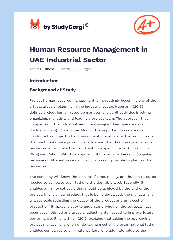 Human Resource Management in UAE Industrial Sector. Page 1