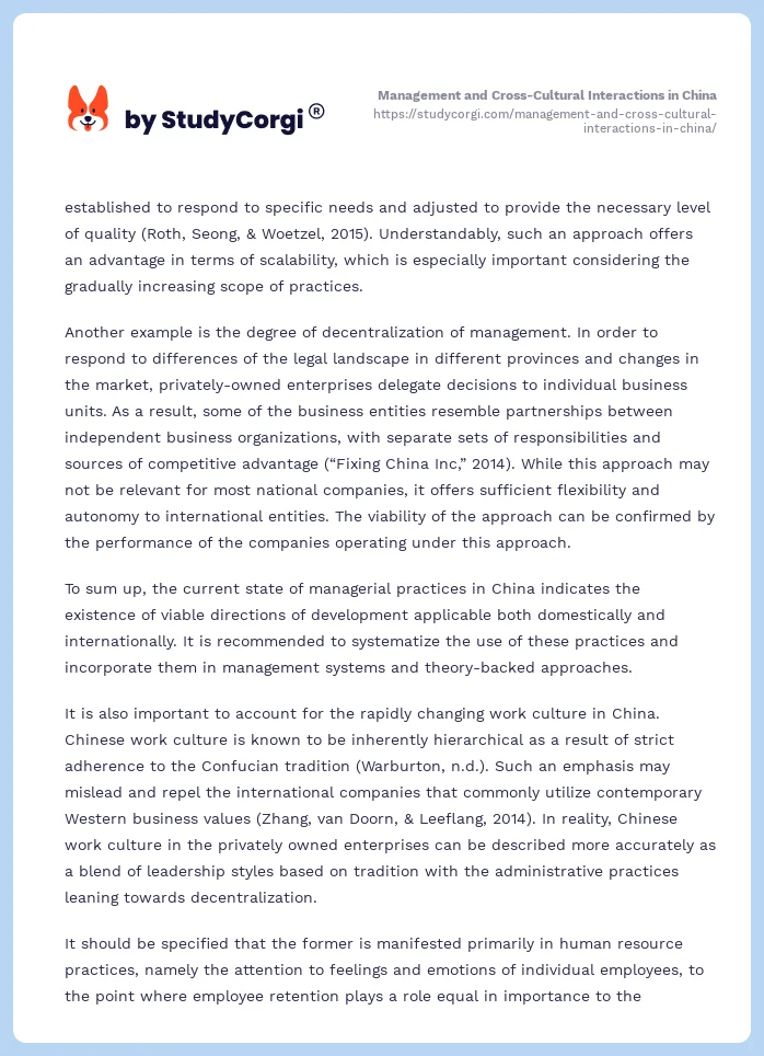 Management and Cross-Cultural Interactions in China. Page 2