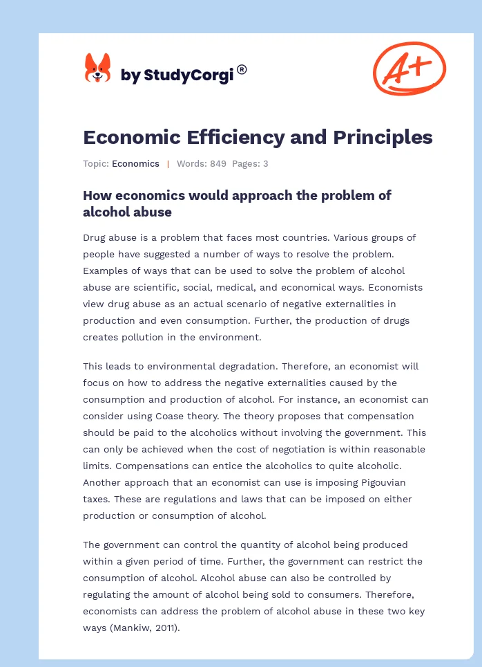 Economic Efficiency and Principles. Page 1