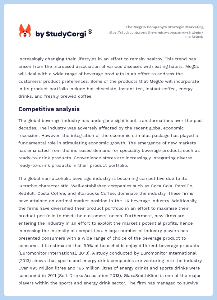 The MegCo Company’s Strategic Marketing. Page 2
