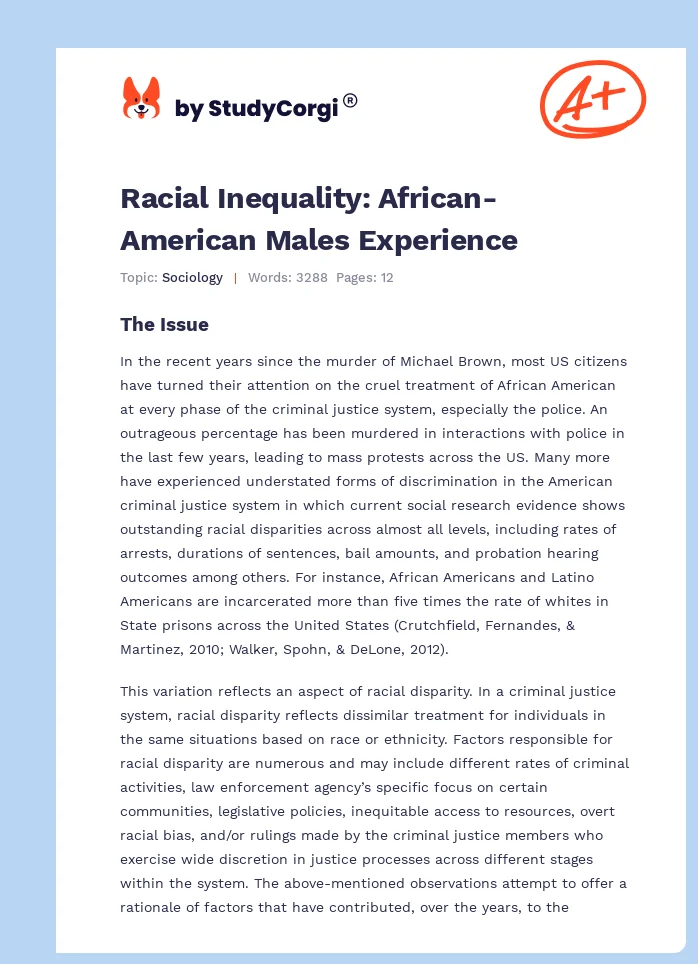 Racial Inequality: African-American Males Experience. Page 1