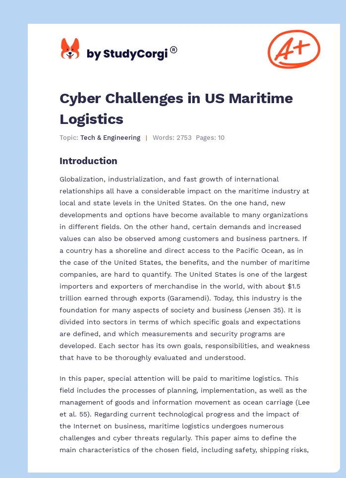 Cyber Challenges in US Maritime Logistics. Page 1