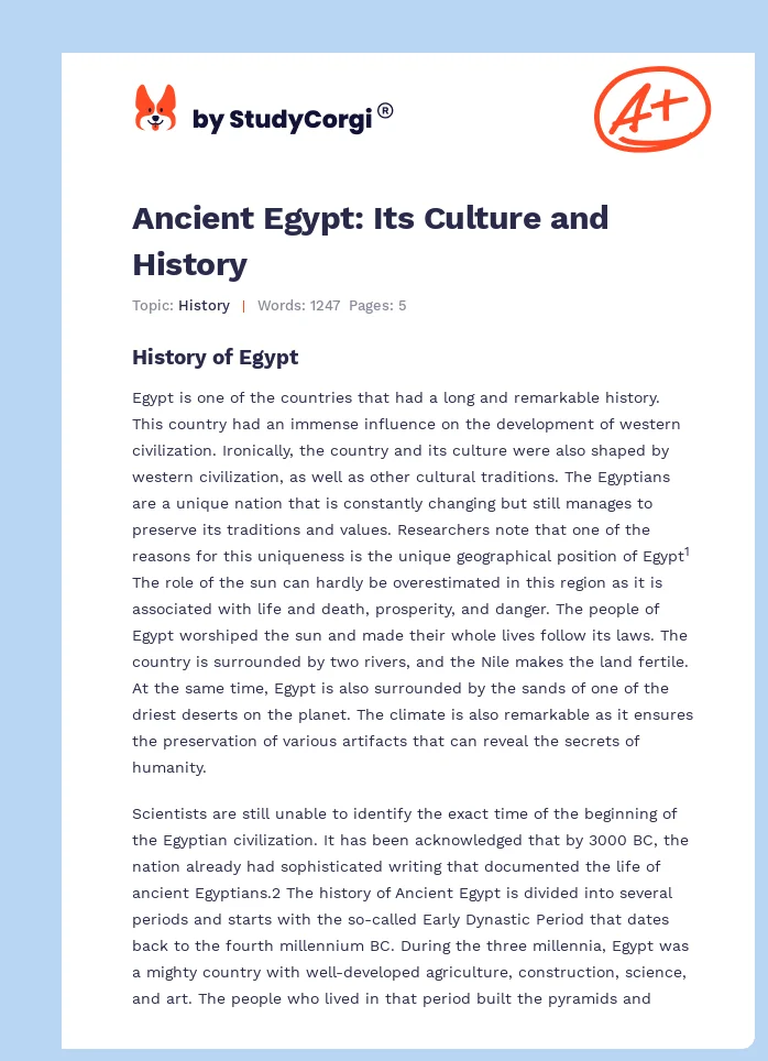 Ancient Egypt: Its Culture and History. Page 1