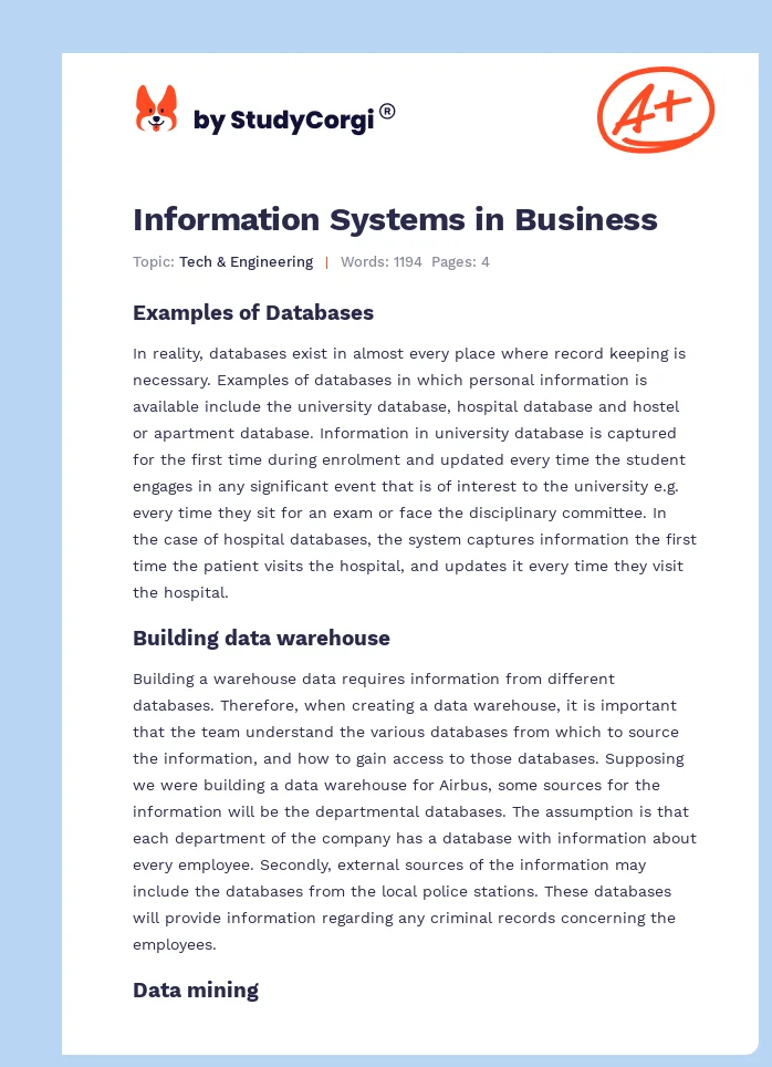 Information Systems in Business. Page 1