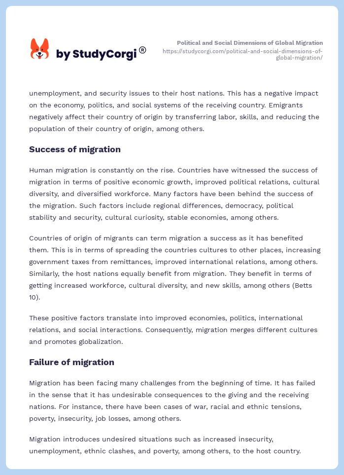 Political and Social Dimensions of Global Migration. Page 2