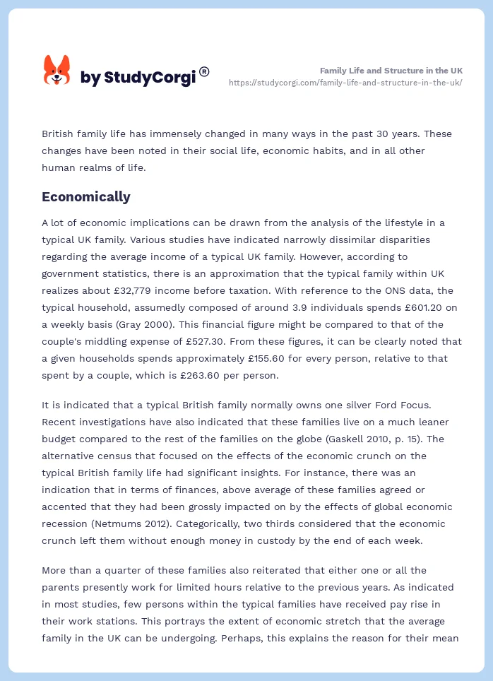 Family Life and Structure in the UK. Page 2