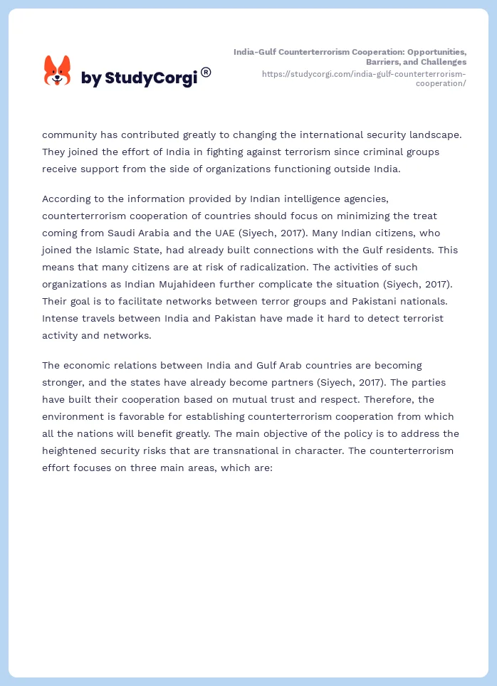 India-Gulf Counterterrorism Cooperation:  Opportunities, Barriers, and Challenges. Page 2