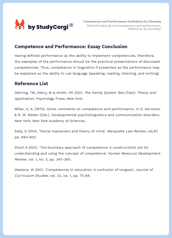 Competence and Performance Definitions by Chomsky. Page 2