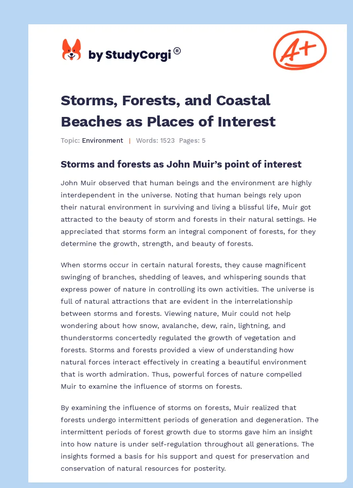 Storms, Forests, and Coastal Beaches as Places of Interest. Page 1