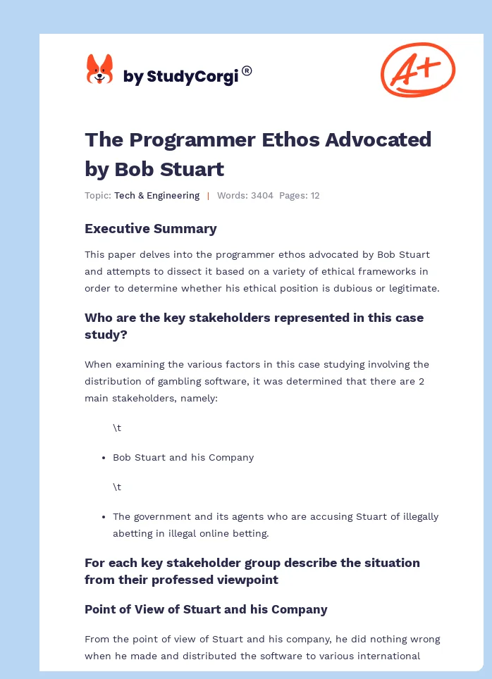 The Programmer Ethos Advocated by Bob Stuart. Page 1