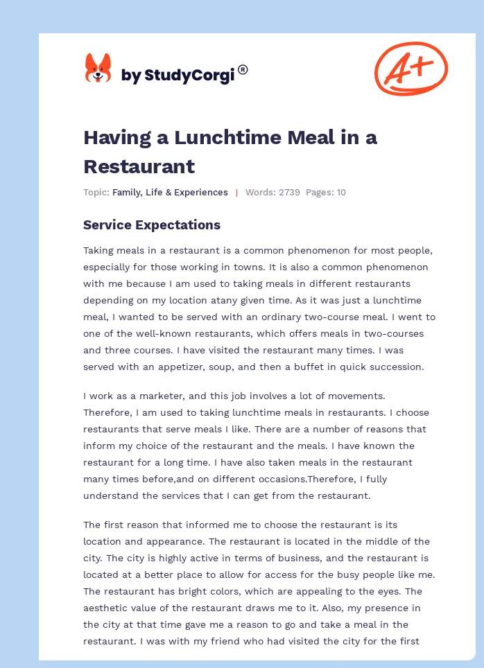 Having a Lunchtime Meal in a Restaurant. Page 1