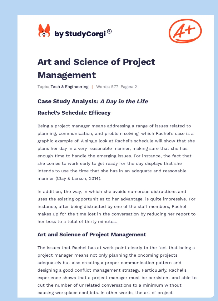 Art and Science of Project Management. Page 1
