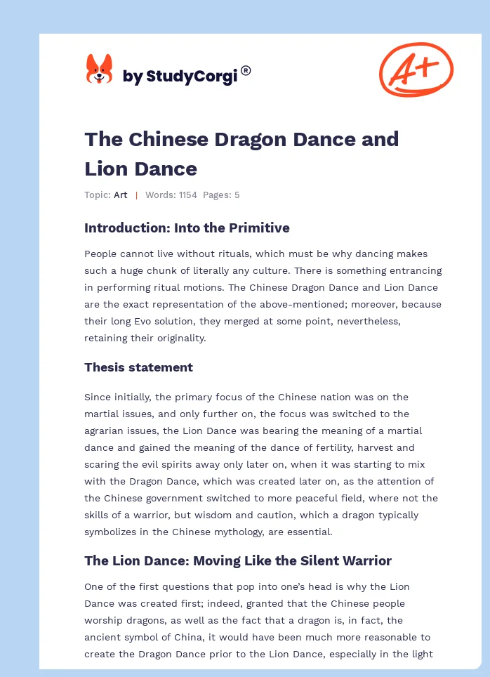The Chinese Dragon Dance and Lion Dance. Page 1