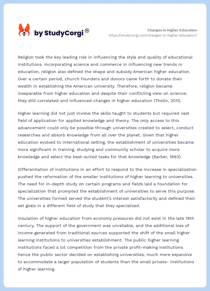 Changes in Higher Education. Page 2