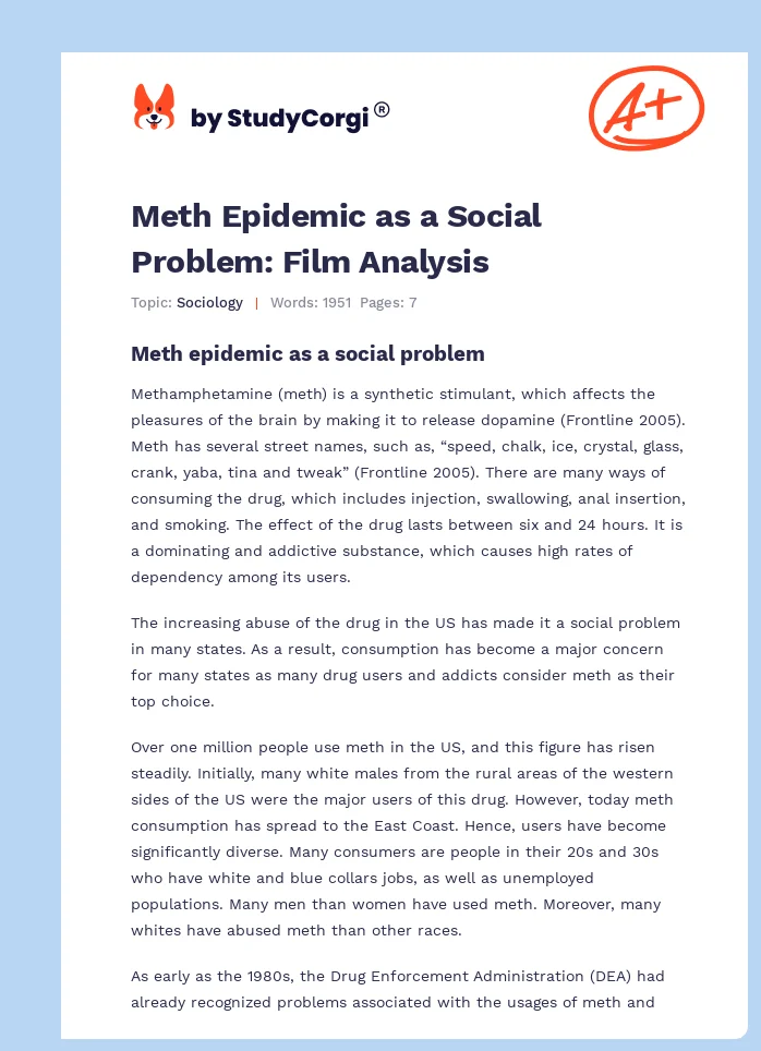 Meth Epidemic as a Social Problem: Film Analysis. Page 1