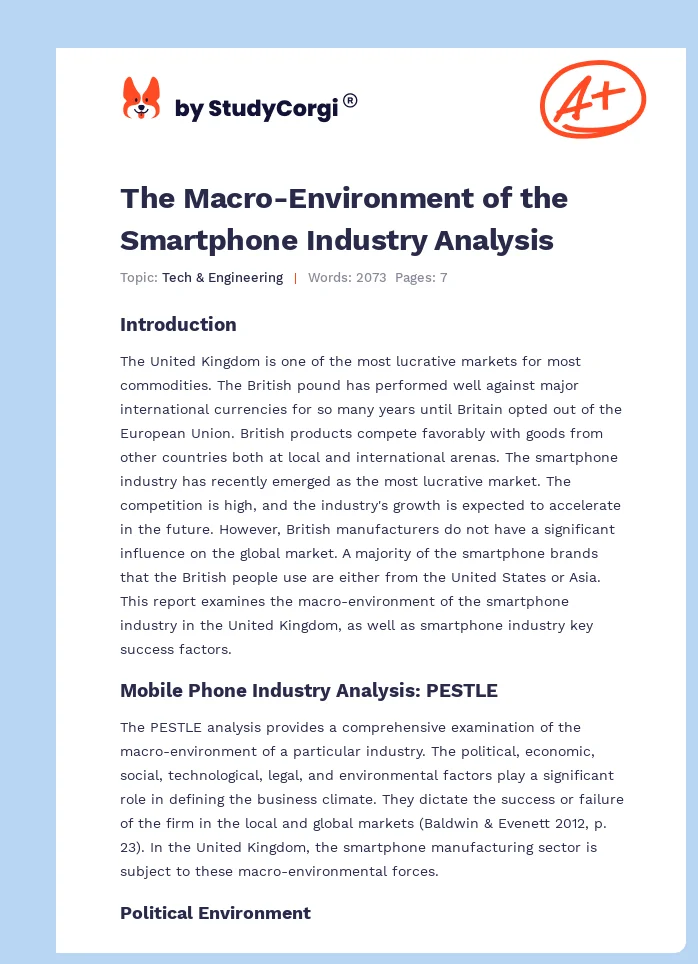 The Macro-Environment of the Smartphone Industry Analysis. Page 1