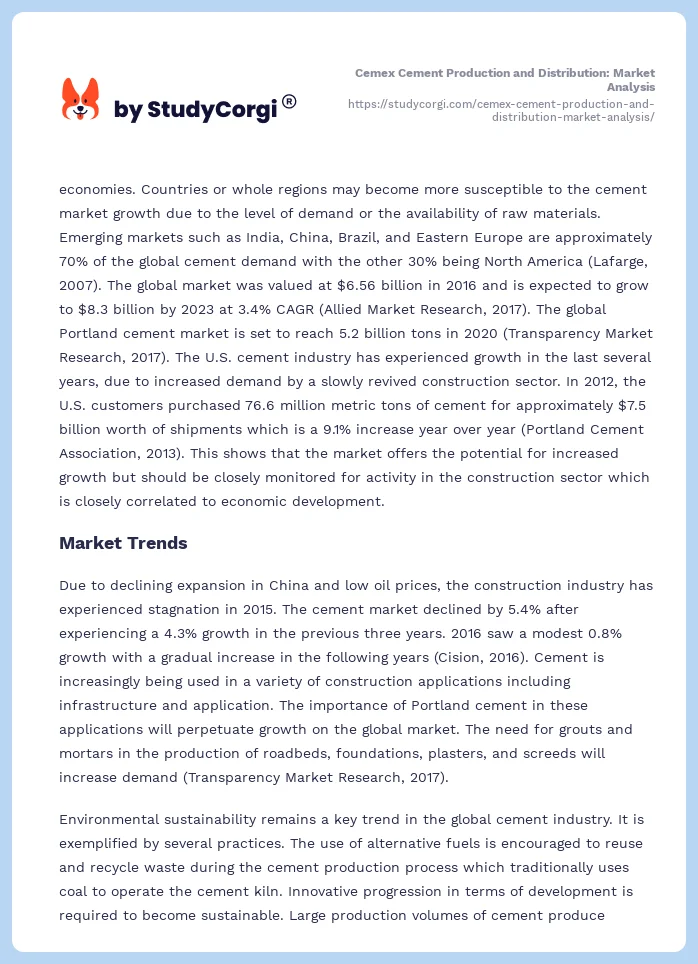Cemex Cement Production and Distribution: Market Analysis. Page 2