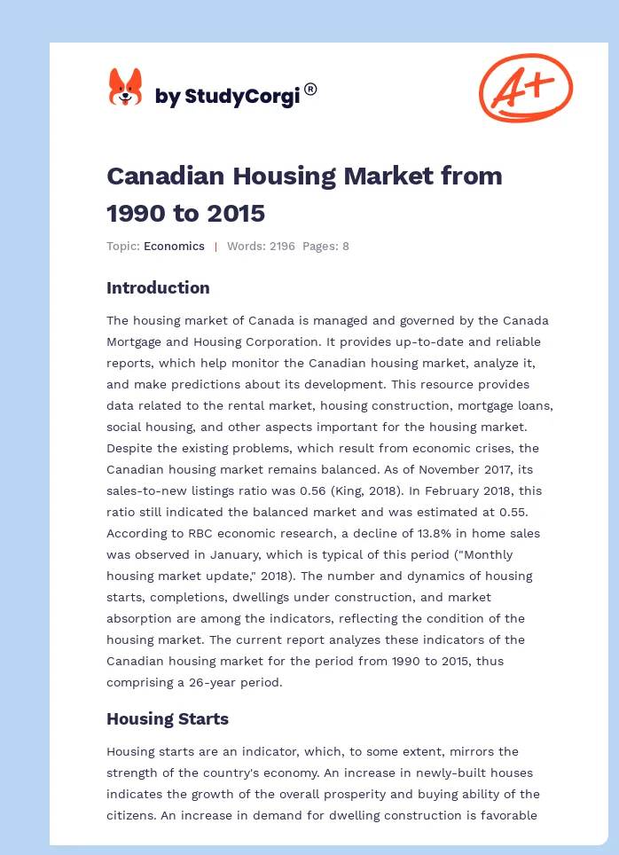 Canadian Housing Market from 1990 to 2015. Page 1
