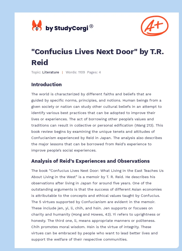 "Confucius Lives Next Door" by T.R. Reid. Page 1