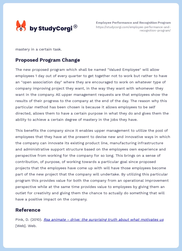 Employee Performance and Recognition Program. Page 2