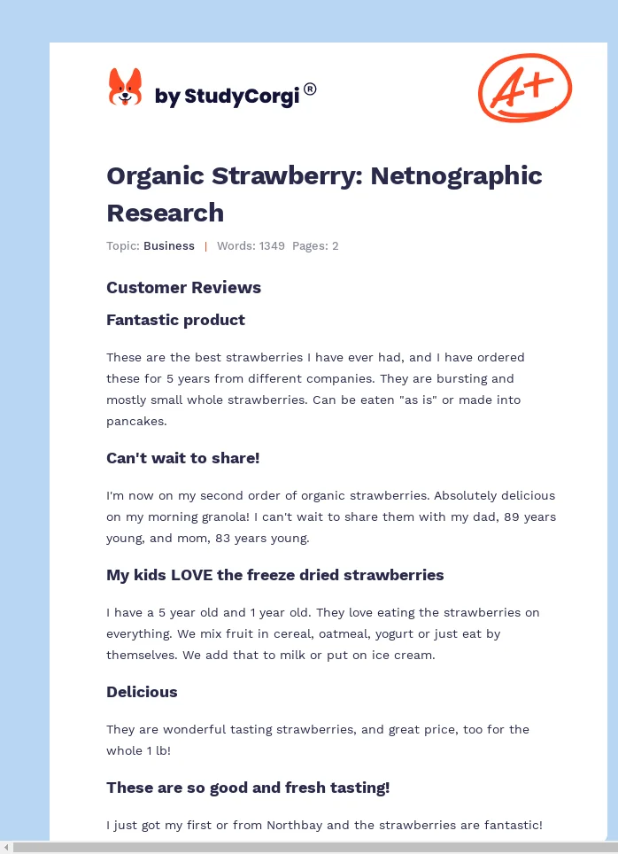 Organic Strawberry: Netnographic Research. Page 1