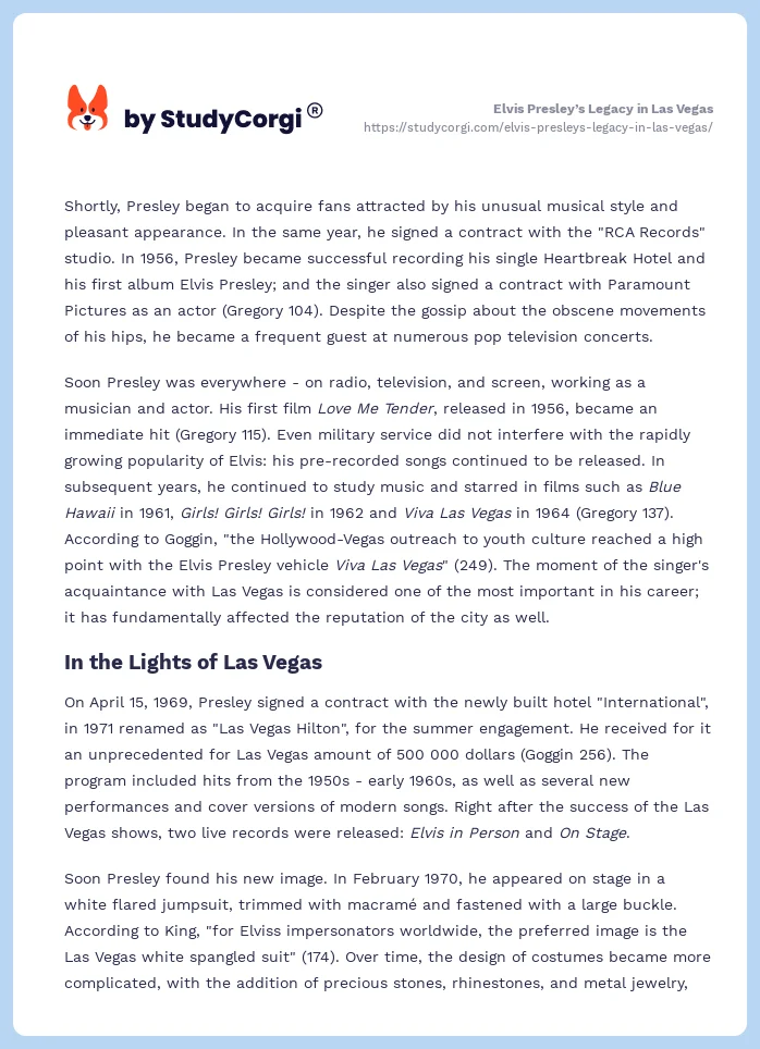 Elvis Presley’s Legacy in Las Vegas. Page 2