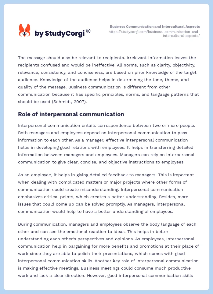 Business Communication and Intercultural Aspects. Page 2
