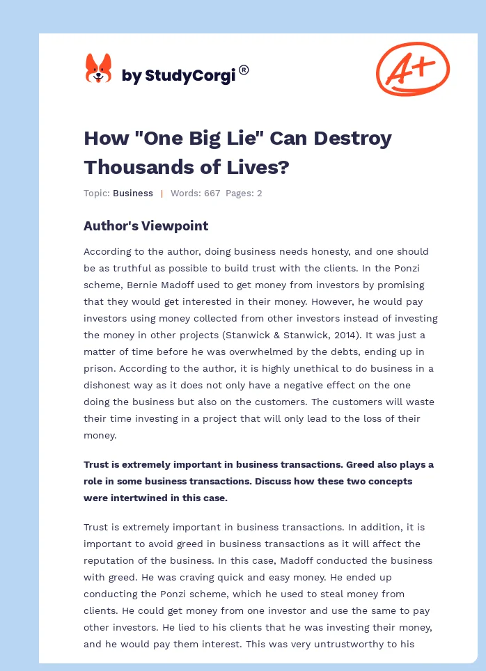 How "One Big Lie" Can Destroy Thousands of Lives?. Page 1