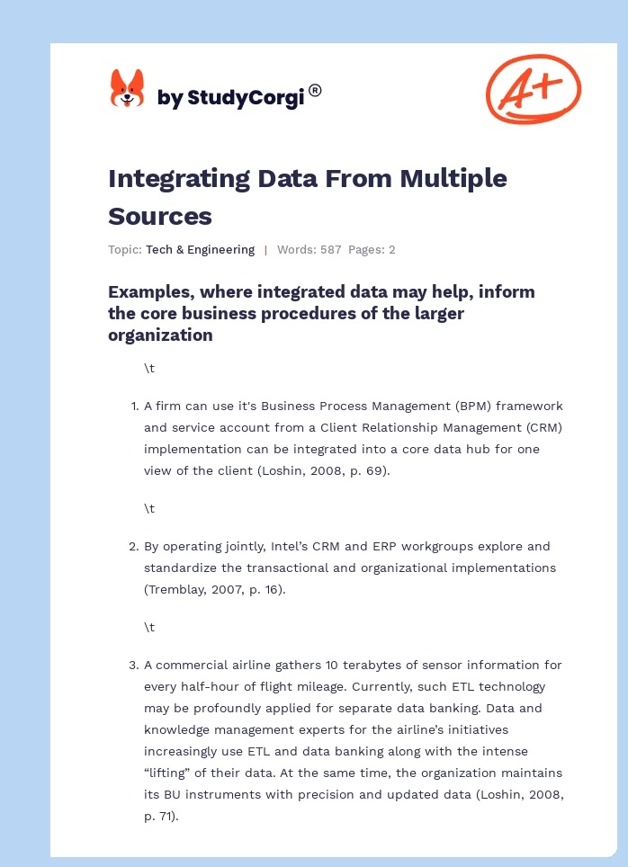 Integrating Data From Multiple Sources. Page 1